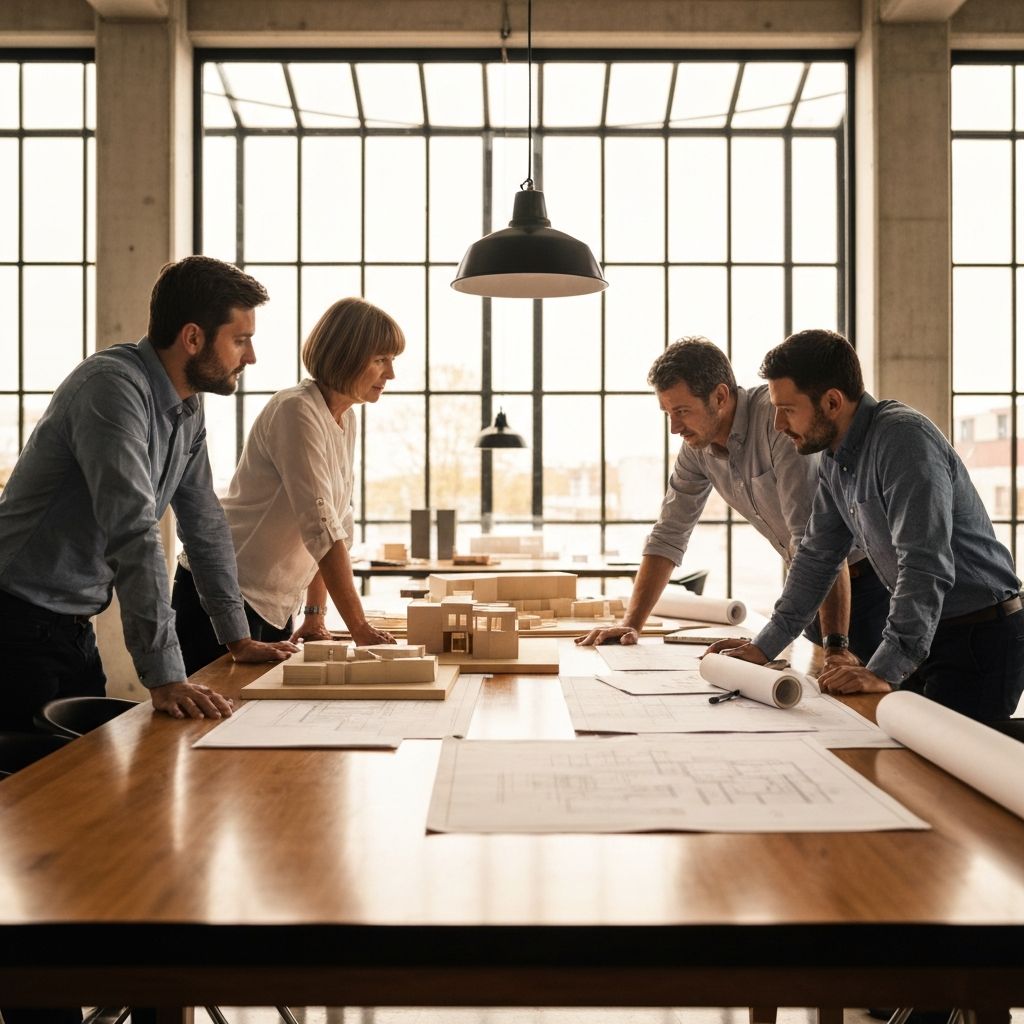 BIP architectural team collaborating in studio